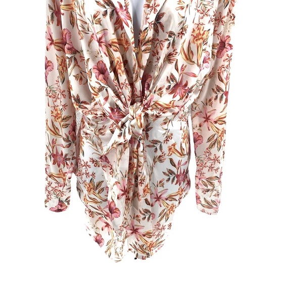 Runaway The Label | NEW Ruby Alani Front Tie Mini Dress in White Floral Size XL - Picture 6 of 13